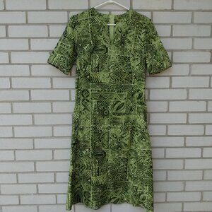 Amish Mennonite NO Cape Dress 36"B 32.5"W Handmade Modest Green Tropical